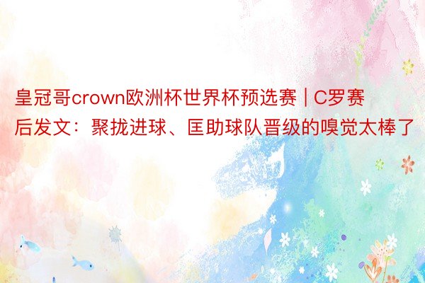 皇冠哥crown欧洲杯世界杯预选赛 | C罗赛后发文：聚拢进球、匡助球队晋级的嗅觉太棒了