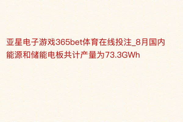 亚星电子游戏365bet体育在线投注_8月国内能源和储能电板共计产量为73.3GWh