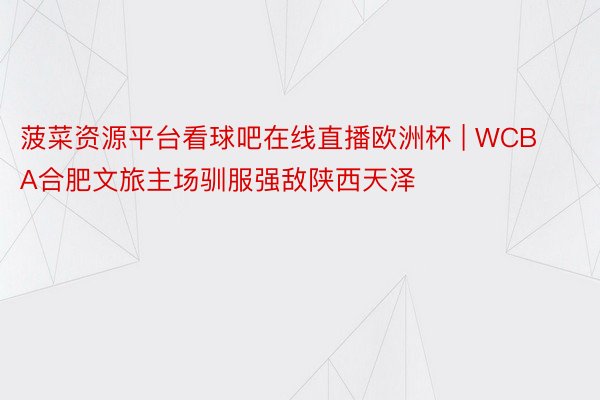菠菜资源平台看球吧在线直播欧洲杯 | WCBA合肥文旅主场驯服强敌陕西天泽